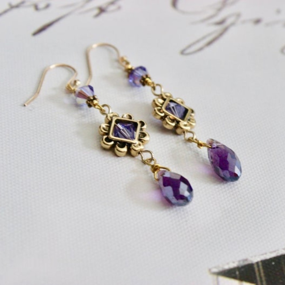 Purple Swarovski Crystals Earrings